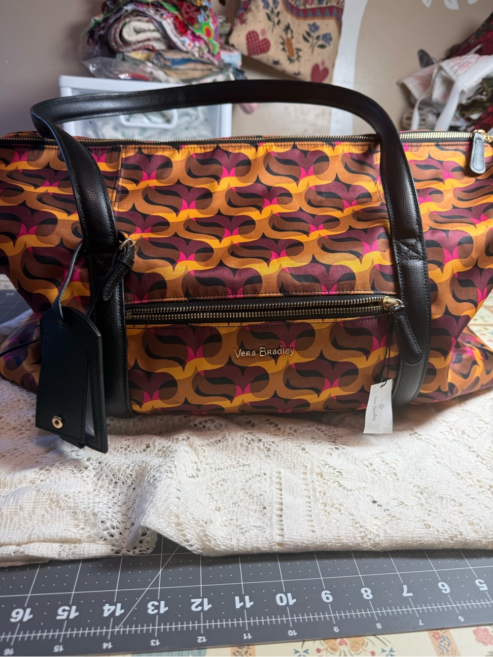 Vera Bradley Ella large duffel in the "Modern Lights" geometric pattern